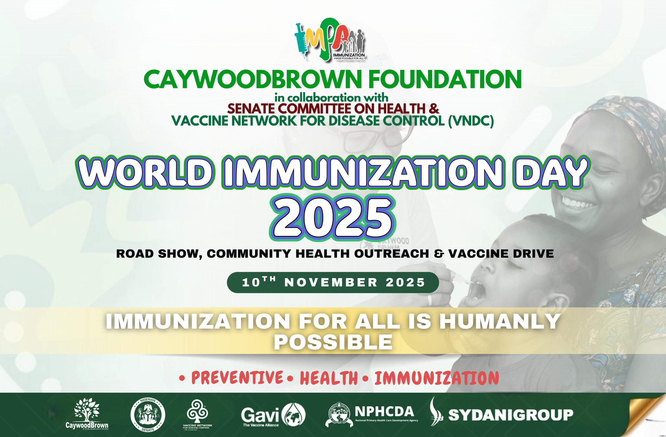 IMPA World Immunization Day campaign banner in Rivers State
